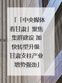 「中央媒体看甘肃」聚焦集群建设 加快转型升级 甘肃支柱产业增势强劲