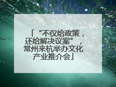 “不仅给政策，还给解决议案”，常州来杭举办文化产业推介会