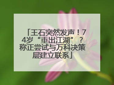 王石突然发声！74岁“重出江湖”？称正尝试与万科决策层建立联系