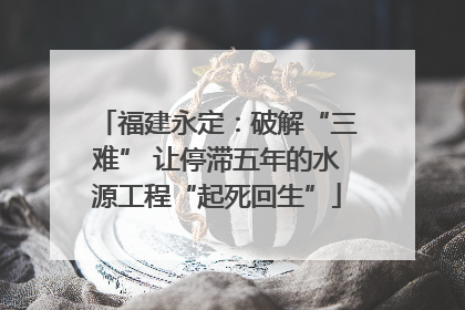 福建永定：破解“三难” 让停滞五年的水源工程“起死回生”