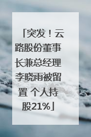 突发！云路股份董事长兼总经理李晓雨被留置 个人持股21%