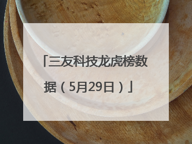 三友科技龙虎榜数据（5月29日）