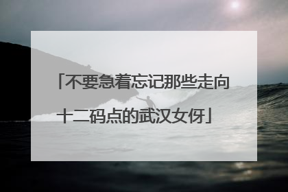 不要急着忘记那些走向十二码点的武汉女伢
