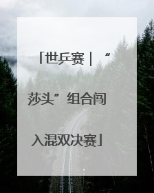 世乒赛｜“莎头”组合闯入混双决赛