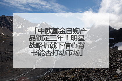 中欧基金自购产品锁定三年！明星战略折戟下信心背书能否打动市场