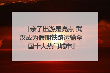 亲子出游是亮点 武汉成为假期铁路运输全国十大热门城市