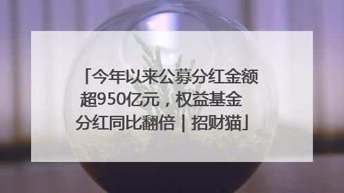 今年以来公募分红金额超950亿元，权益基金分红同比翻倍｜招财猫