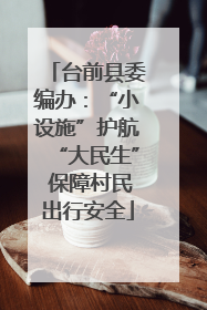 台前县委编办：“小设施”护航“大民生” 保障村民出行安全