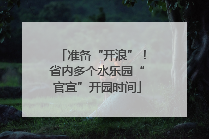 准备“开浪”！省内多个水乐园“官宣”开园时间