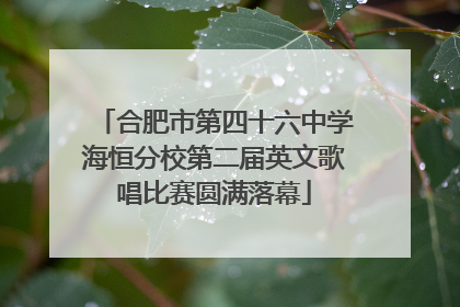 合肥市第四十六中学海恒分校第二届英文歌唱比赛圆满落幕