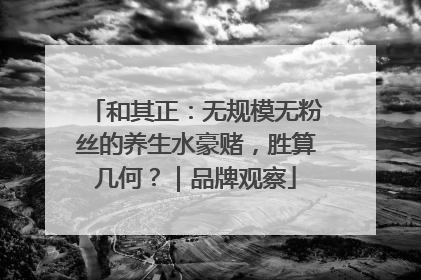 和其正：无规模无粉丝的养生水豪赌，胜算几何？｜品牌观察