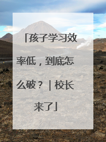 孩子学习效率低，到底怎么破？｜校长来了
