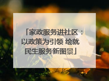 家政服务进社区：以政策为引领 绘就民生服务新图景