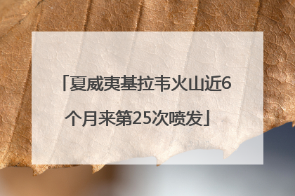 夏威夷基拉韦火山近6个月来第25次喷发