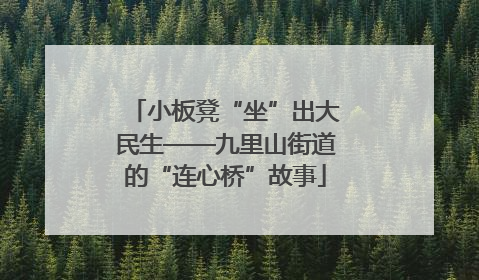 小板凳“坐”出大民生——九里山街道的“连心桥”故事