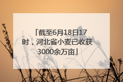 截至6月18日17时，河北省小麦已收获3000余万亩