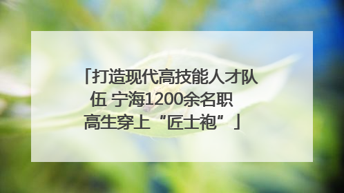 打造现代高技能人才队伍 宁海1200余名职高生穿上“匠士袍”