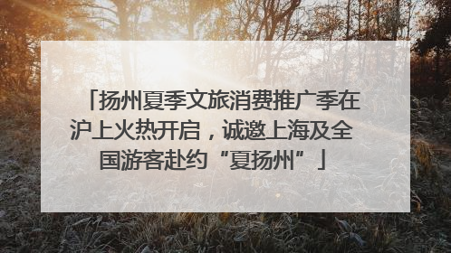 扬州夏季文旅消费推广季在沪上火热开启，诚邀上海及全国游客赴约“夏扬州”