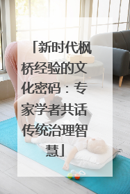 新时代枫桥经验的文化密码：专家学者共话传统治理智慧