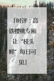 时评：高铁樱桃专厢 让“枝头鲜”每日可见