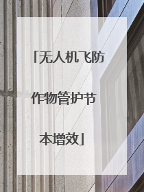 无人机飞防 作物管护节本增效