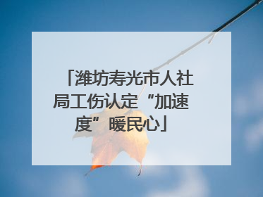 潍坊寿光市人社局工伤认定“加速度”暖民心