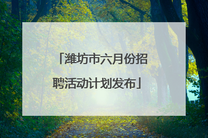 潍坊市六月份招聘活动计划发布
