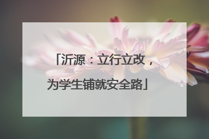 沂源：立行立改，为学生铺就安全路