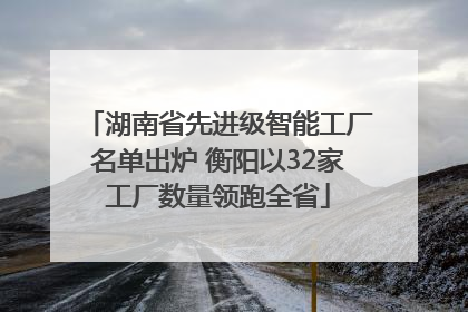 湖南省先进级智能工厂名单出炉 衡阳以32家工厂数量领跑全省