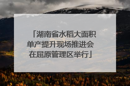 湖南省水稻大面积单产提升现场推进会在屈原管理区举行