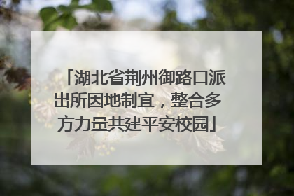 湖北省荆州御路口派出所因地制宜，整合多方力量共建平安校园