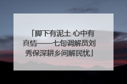 脚下有泥土 心中有真情——七旬调解员刘秀保深耕乡间解民忧