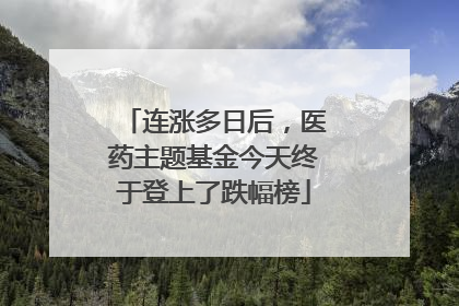 连涨多日后，医药主题基金今天终于登上了跌幅榜