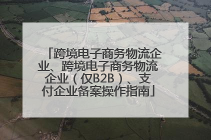 跨境电子商务物流企业、跨境电子商务物流企业（仅B2B）、支付企业备案操作指南