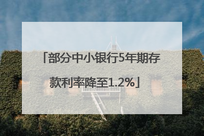 部分中小银行5年期存款利率降至1.2%