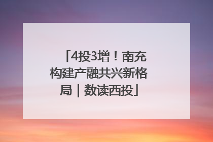 4投3增！南充构建产融共兴新格局｜数读西投